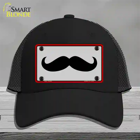 Mustache Novelty License Plate Hat Mesh / Black