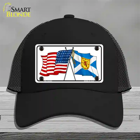 United States Scotland Crossed Flags Novelty License Plate Hat Sign Mesh / Black