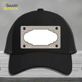 Tan White Quatrefoil Center Scallop Novelty License Plate Hat Mesh / Black