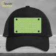 Lime Green White Quatrefoil Novelty License Plate Hat Mesh / Black