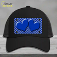 Blue White Quatrefoil Blue Center Hearts Novelty License Plate Hat Mesh / Black