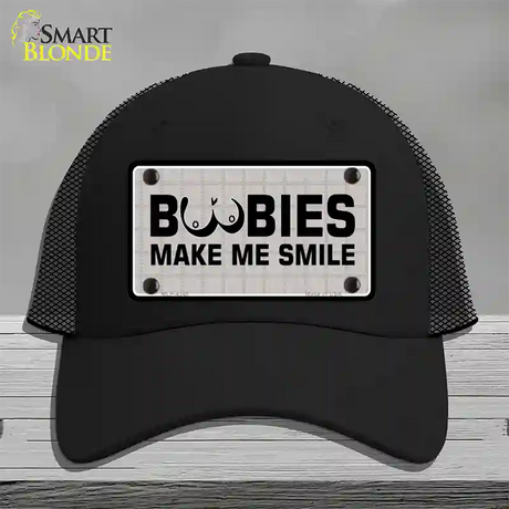 Boobies Make Me Smile Novelty License Plate Hat Mesh / Black