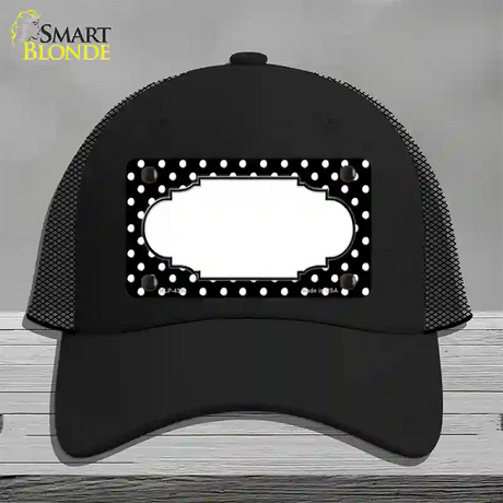 Scallop Black White Polka Dot Novelty License Plate Hat Mesh / Black