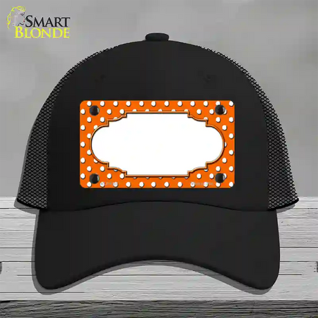 Scallop Orange White Polka Dot Novelty License Plate Hat Mesh / Black