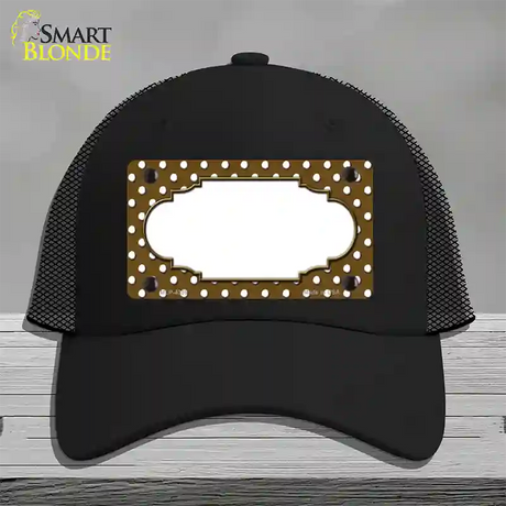 Scallop Brown White Polka Dot Novelty License Plate Hat Mesh / Black