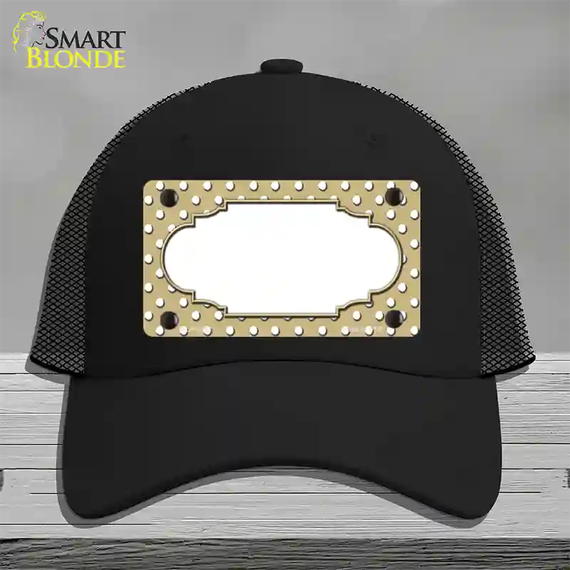 Scallop Gold White Polka Dot Novelty License Plate Hat Mesh / Black