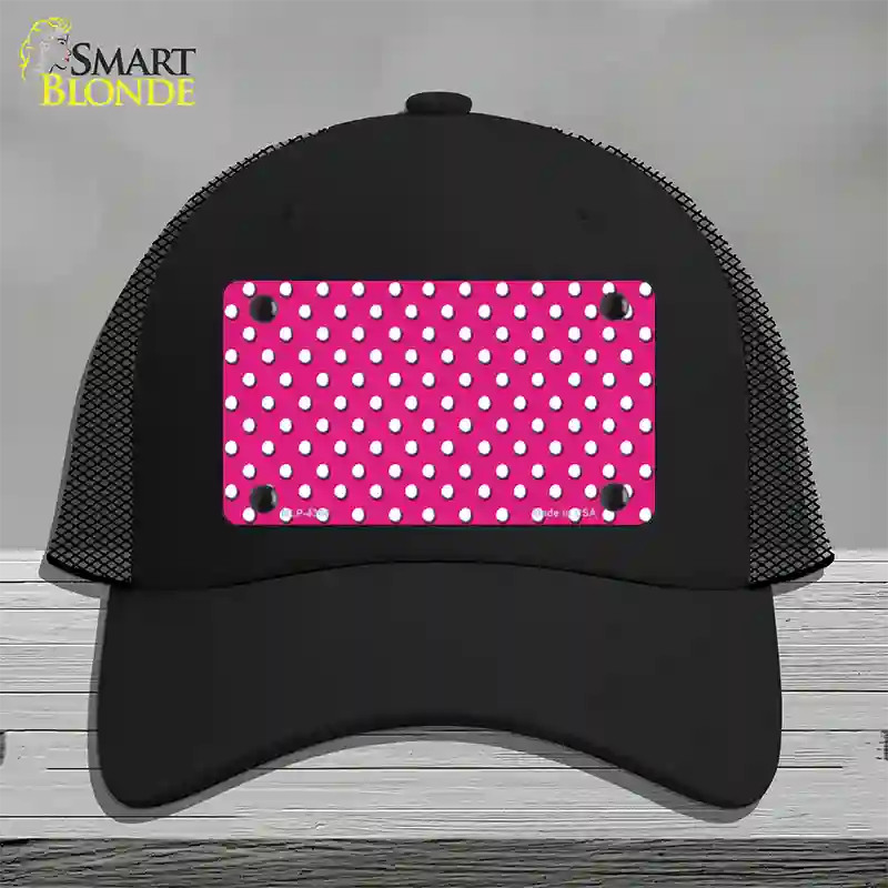 Pink Polka Dot Novelty License Plate Hat Mesh / Black