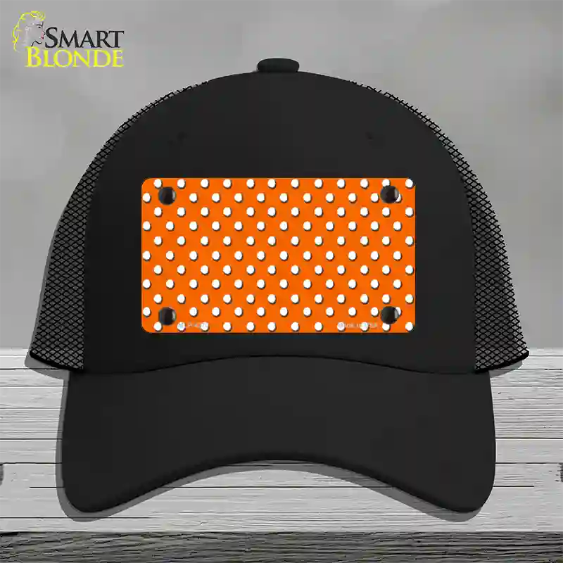 Orange Polka Dot Novelty License Plate Hat Mesh / Black