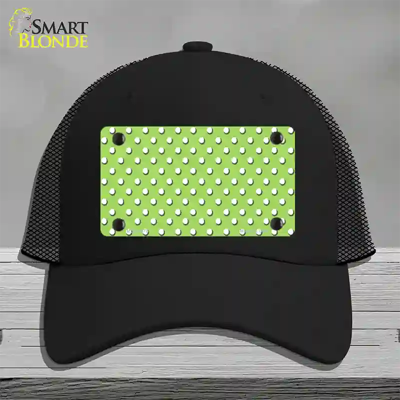 Lime Green Polka Dot Novelty License Plate Hat Mesh / Black