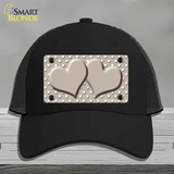 Tan White Polka Dot Center Hearts Novelty License Plate Hat Mesh / Black