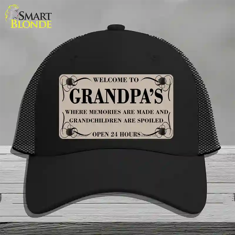 Welcome To Grandpas Novelty License Plate Hat Mesh / Black