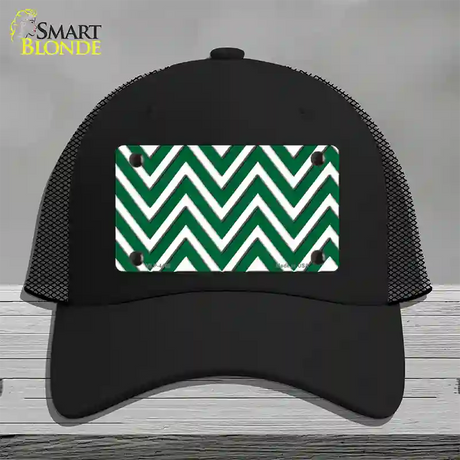 Green White Large Chevron Novelty License Plate Hat Mesh / Black