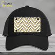 Gold White Large Chevron Novelty License Plate Hat Mesh / Black