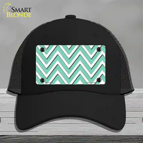 Mint White Large Chevron Novelty License Plate Hat Mesh / Black