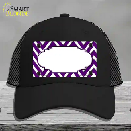 Purple White Large Chevron Center Scallop Novelty License Plate Hat Mesh / Black