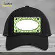 Lime Green White Large Chevron Center Scallop Novelty License Plate Hat Mesh / Black