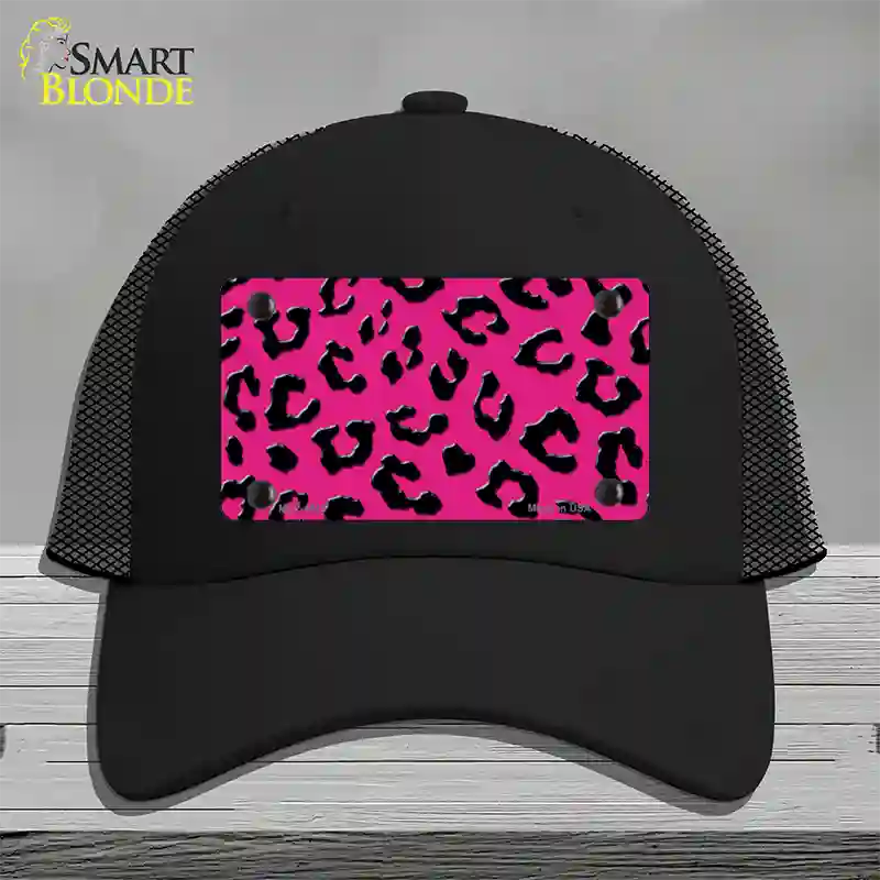 Pink Black Cheetah Novelty License Plate Hat Mesh / Black