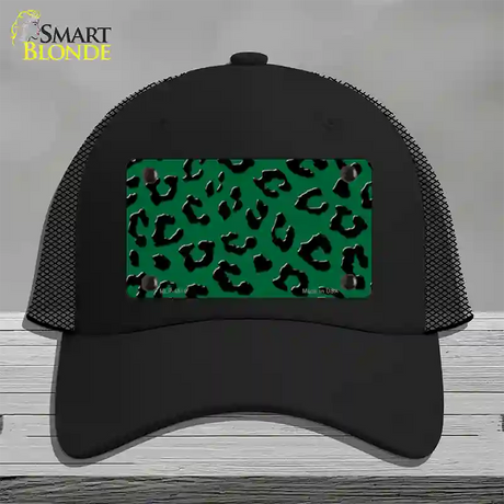 Green Black Cheetah Novelty License Plate Hat Mesh / Black