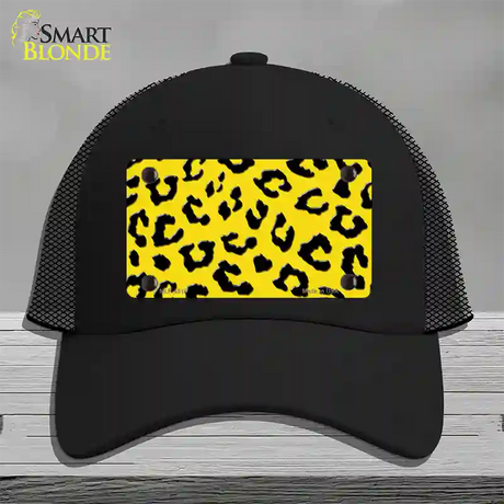 Yellow Black Cheetah Novelty License Plate Hat Mesh / Black