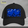 Blue Black Cheetah Blue Center Hearts Novelty License Plate Hat Mesh / Black