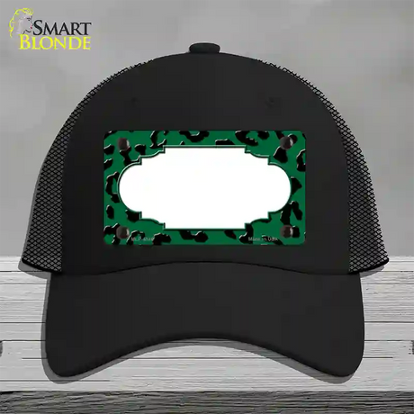 Green Black Cheetah Scallop Novelty License Plate Hat Mesh / Black