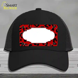 Red Black Cheetah Scallop Novelty License Plate Hat Mesh / Black