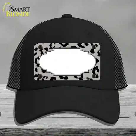 Grey Black Cheetah Scallop Novelty License Plate Hat Mesh / Black