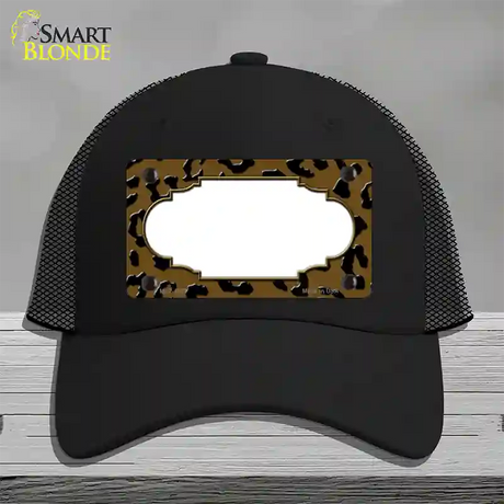 Brown Black Cheetah Scallop Novelty License Plate Hat Mesh / Black