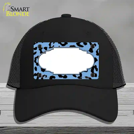 Light Blue Black Cheetah Scallop Novelty License Plate Hat Mesh / Black