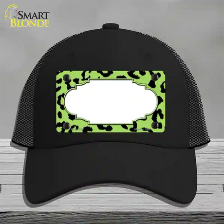 Lime Green Black Cheetah Scallop Novelty License Plate Hat Mesh / Black