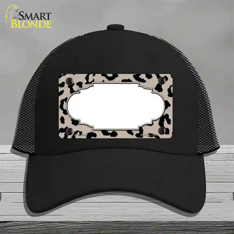 Tan Black Cheetah Scallop Novelty License Plate Hat Mesh / Black