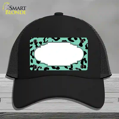 Mint Black Cheetah Scallop Novelty License Plate Hat Mesh / Black