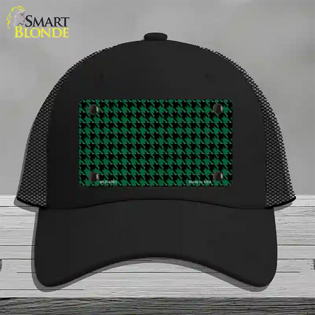 Green Black Houndstooth Novelty License Plate Hat Mesh / Black