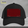 Red Black Houndstooth Novelty License Plate Hat Mesh / Black