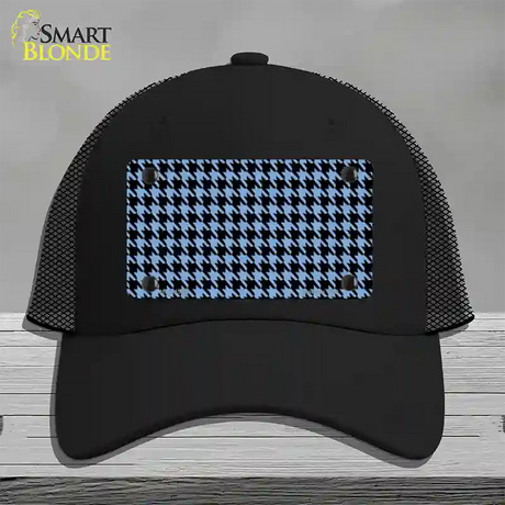 Light Blue Black Houndstooth Novelty License Plate Hat Mesh / Black