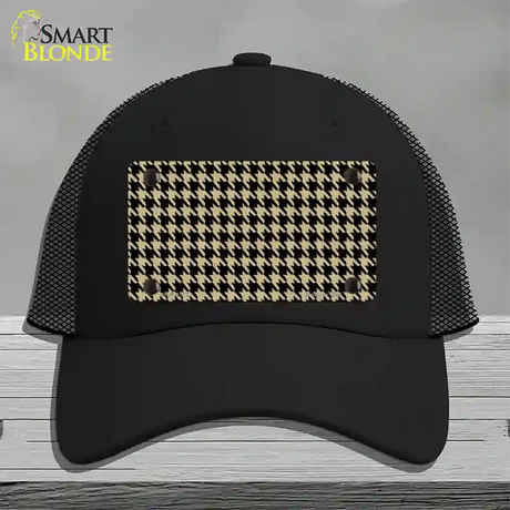 Gold Black Houndstooth Novelty License Plate Hat Mesh / Black