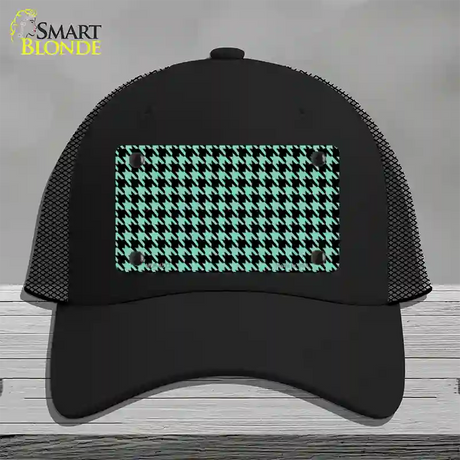 Mint Black Houndstooth Novelty License Plate Hat Mesh / Black