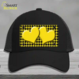 Yellow Black Houndstooth Yellow Center Hearts Novelty License Plate Hat Mesh / Black