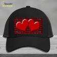 Red Black Houndstooth Red Center Hearts Novelty License Plate Hat Mesh / Black