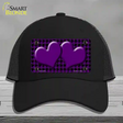 Purple Black Houndstooth Purple Center Hearts Novelty License Plate Hat Mesh / Black