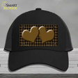 Brown Black Houndstooth Brown Center Hearts Novelty License Plate Hat Mesh / Black