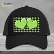 Lime Green Black Houndstooth Lime Green Center Hearts Novelty License Plate Hat Mesh / Black