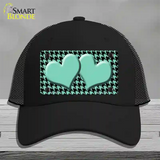 Mint Black Houndstooth Mint Center Hearts Novelty License Plate Hat Mesh / Black