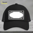 White Black Houndstooth Scallop Center Novelty License Plate Hat Mesh / Black