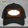 Orange Black Houndstooth Scallop Center Novelty License Plate Hat Mesh / Black