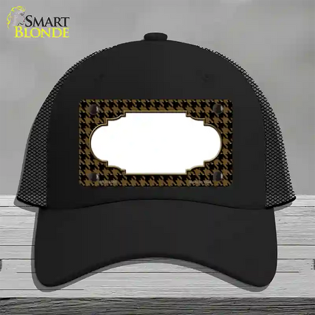 Brown Black Houndstooth Scallop Center Novelty License Plate Hat Mesh / Black