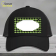 Lime Green Black Houndstooth Scallop Center Novelty License Plate Hat Mesh / Black