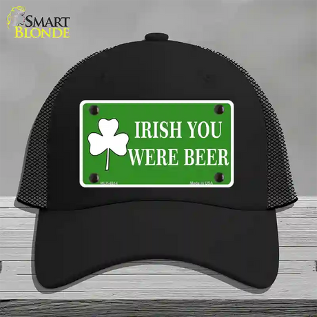 Irish You Were Beer Novelty License Plate Hat Mesh / Black