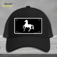 Horse Prancing Novelty License Plate Hat Mesh / Black