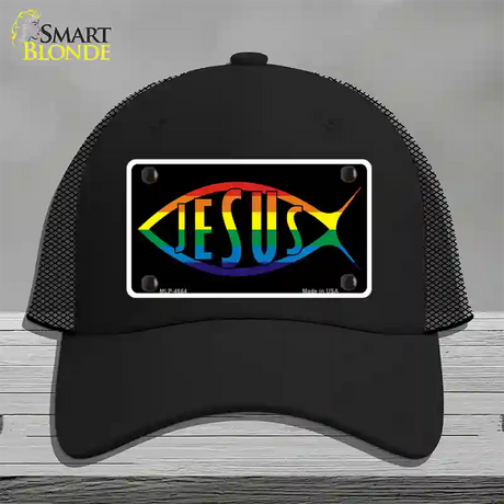 Jesus Fish Rainbow Novelty License Plate Hat Mesh / Black